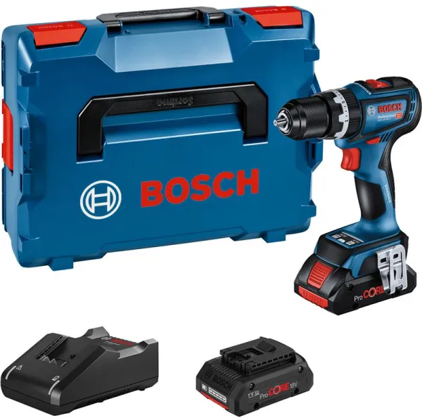 Bosch akulla toimiva iskuporakone GSB 18V-90 C 2X4,0AH PROCORE GAL 18V-40 L-BOXX COMO