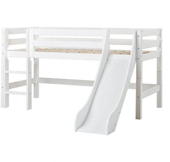 Hoppekids ECO Luxury puolikorkea sänky liukumäellä ja tikkailla - 120x200