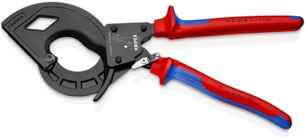 Knipex Kaapelileikkuri (hammaspyöräperiaate, 3-vaihteinen) musta atramentoitu, monikomponenttikahvoilla 320 mm