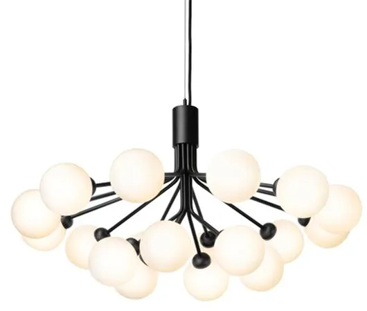 Nuura Apiales 18 Kattokruunu Musta ja Opaalilasi