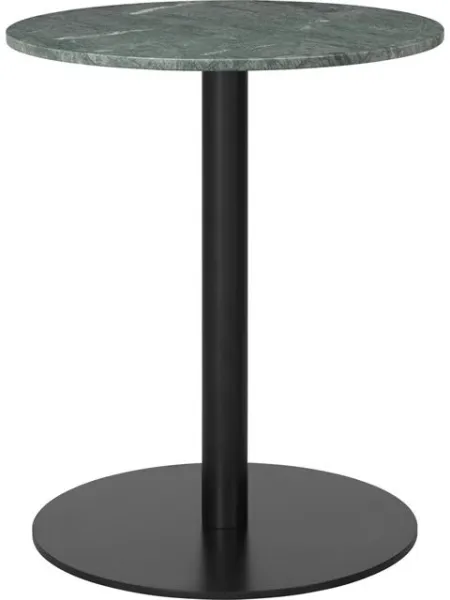 GUBI 1.0 Ruokapöytä Pyöreä Ø60 cm Mustalla Jalustalla ja Vihreällä Guatemala-marmorikannella